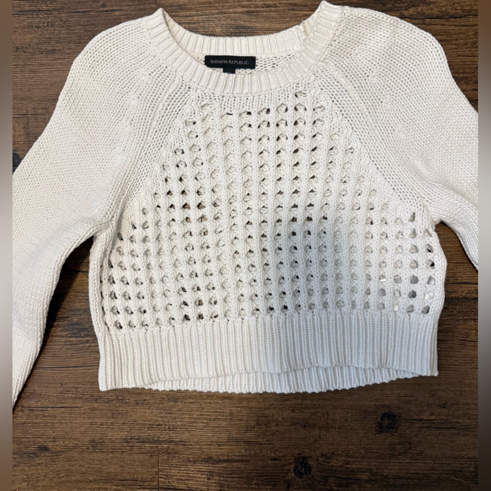 BANANA REPUBLIC Cropped Sweater, White Sz XS